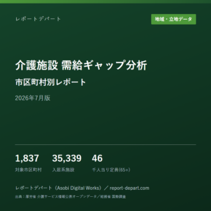 全国 市区町村別 介護施設 需給ギャップ分析レポート 2026年7月版